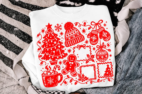 Christmas Doodle Red Coquette PNG Design SVG DesignDestine 