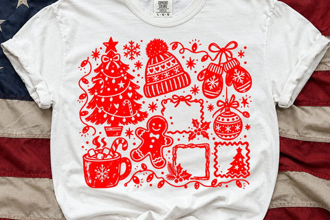 Christmas Doodle Red Coquette PNG Design SVG DesignDestine 