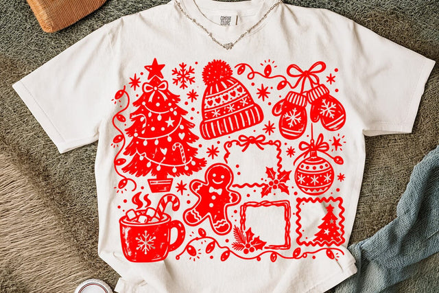Christmas Doodle Red Coquette PNG Design SVG DesignDestine 
