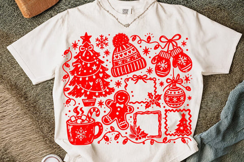Christmas Doodle Red Coquette PNG Design SVG DesignDestine 
