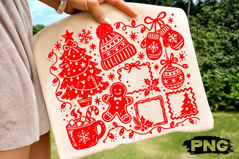 Christmas Doodle Red Coquette PNG Design SVG DesignDestine 