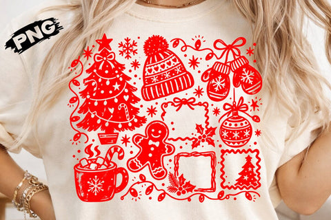 Christmas Doodle Red Coquette PNG Design SVG DesignDestine 