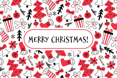 Christmas Doodle Seamless Patterns Digital Pattern Rin Green 