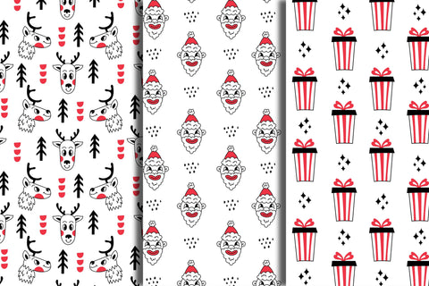 Christmas Doodle Seamless Patterns Digital Pattern Rin Green 