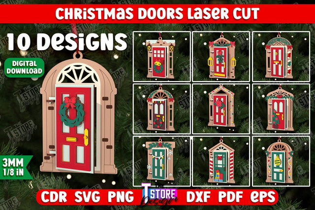 Christmas Door Bundle | Holiday Décor | New Year | Christmas Tree Toy | CNC Files SVG The T Store Design 