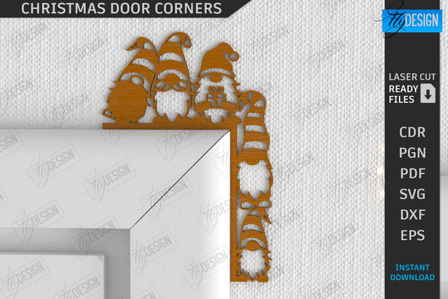 Christmas Door Corner Laser Cut | Door Sign | Porch Decorating | Wall Décor | CNC File SVG Fly Design 