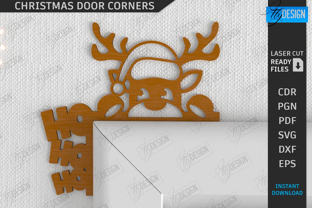 Christmas Door Corner Laser Cut | Door Sign | Porch Decorating | Wall Décor | CNC File SVG Fly Design 