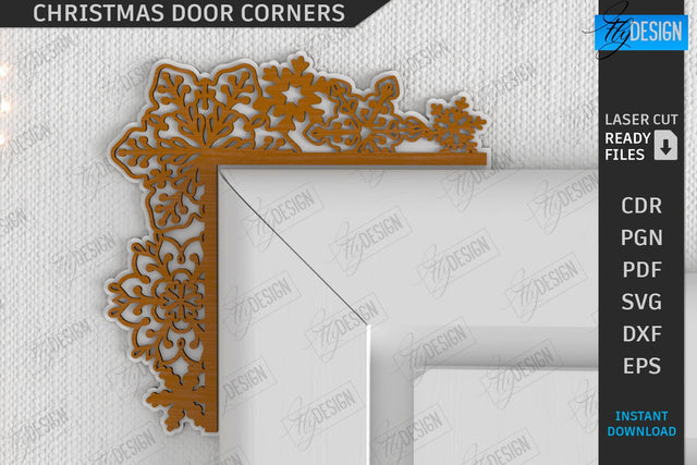 Christmas Door Corner Laser Cut | Door Sign | Porch Decorating | Wall Décor | CNC File SVG Fly Design 