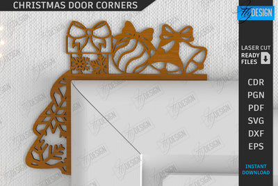Christmas Door Corner Laser Cut | Door Sign | Porch Decorating | Wall Décor | CNC File SVG Fly Design 
