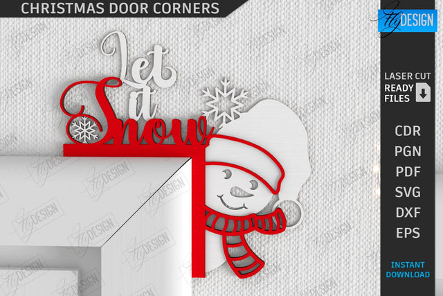 Christmas Door Corner Laser Cut | Door Sign | Porch Decorating | Wall Décor | CNC File SVG Fly Design 