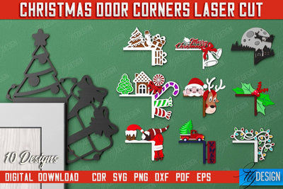 Christmas Door Corners Bundle | Door Sign | Porch Decorating | Wall Décor | CNC Files SVG Fly Design 