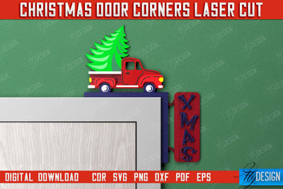 Christmas Door Corners | Door Sign | Porch Decorating | Wall Décor | CNC File SVG Fly Design 