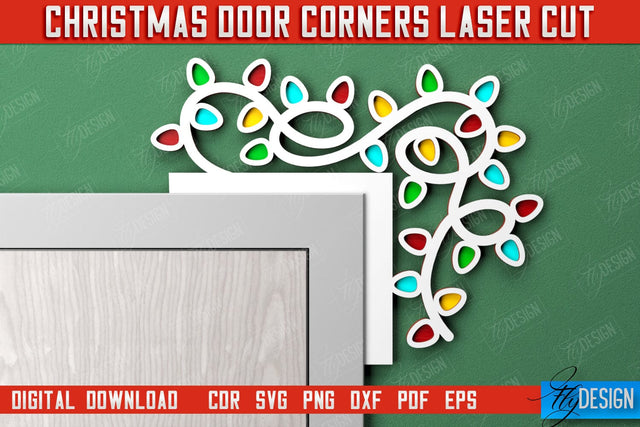 Christmas Door Corners | Door Sign | Porch Decorating | Wall Décor | CNC File SVG Fly Design 