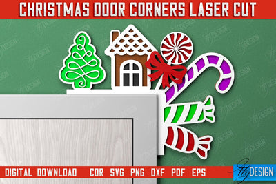 Christmas Door Corners | Door Sign | Porch Decorating | Wall Décor | CNC File SVG Fly Design 