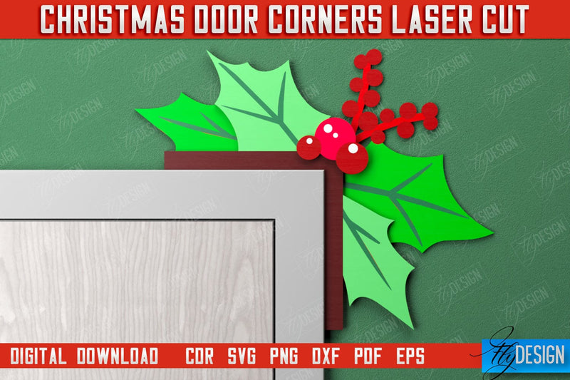 Christmas Door Corners | Door Sign | Porch Decorating | Wall Décor | CNC File SVG Fly Design 