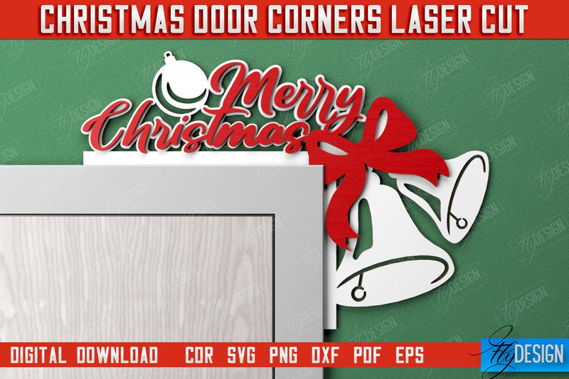 Christmas Door Corners | Door Sign | Porch Decorating | Wall Décor | CNC File SVG Fly Design 