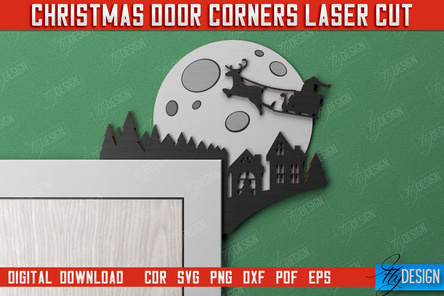 Christmas Door Corners | Door Sign | Porch Decorating | Wall Décor | CNC File SVG Fly Design 