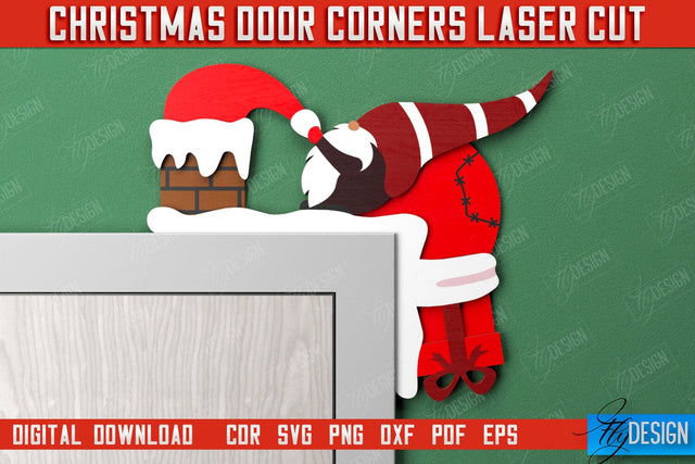 Christmas Door Corners | Door Sign | Porch Decorating | Wall Décor | CNC File SVG Fly Design 