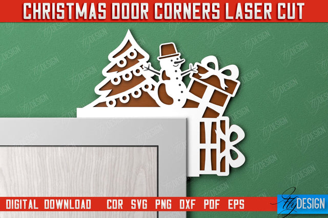 Christmas Door Corners | Door Sign | Porch Decorating | Wall Décor | CNC File SVG Fly Design 
