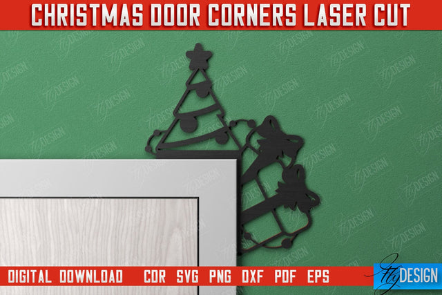 Christmas Door Corners | Door Sign | Porch Decorating | Wall Décor | CNC File SVG Fly Design 