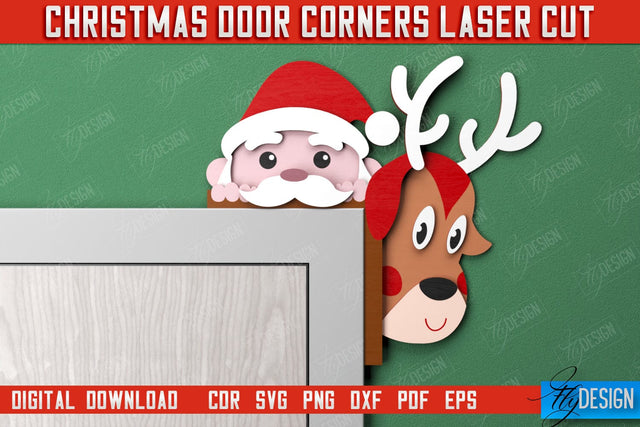 Christmas Door Corners | Door Sign | Porch Decorating | Wall Décor | CNC File SVG Fly Design 