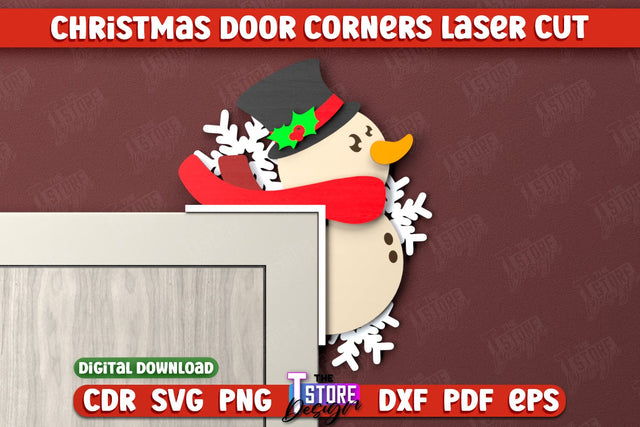 Christmas Door Corners | Door Sign | Porch Decorating | Wall Décor | CNC File SVG The T Store Design 