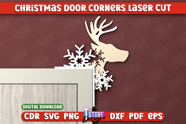 Christmas Door Corners | Door Sign | Porch Decorating | Wall Décor | CNC File SVG The T Store Design 