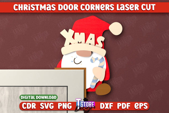 Christmas Door Corners | Door Sign | Porch Decorating | Wall Décor | CNC File SVG The T Store Design 