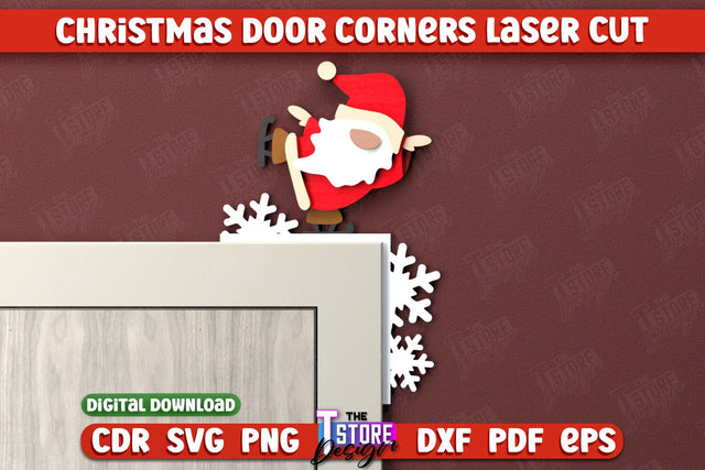 Christmas Door Corners | Door Sign | Porch Decorating | Wall Décor | CNC File SVG The T Store Design 