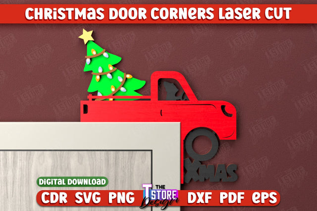 Christmas Door Corners | Door Sign | Porch Decorating | Wall Décor | CNC File SVG The T Store Design 