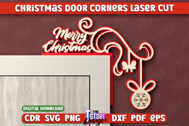Christmas Door Corners | Door Sign | Porch Decorating | Wall Décor | CNC File SVG The T Store Design 