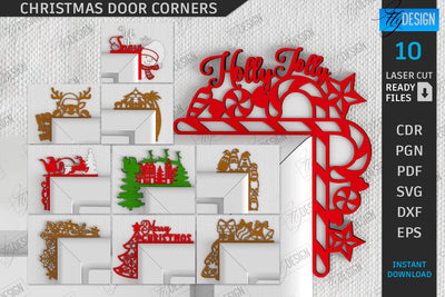 Christmas Door Corners Laser Cut Bundle | Door Sign | Porch Decorating | Wall Décor | CNC Files SVG Fly Design 