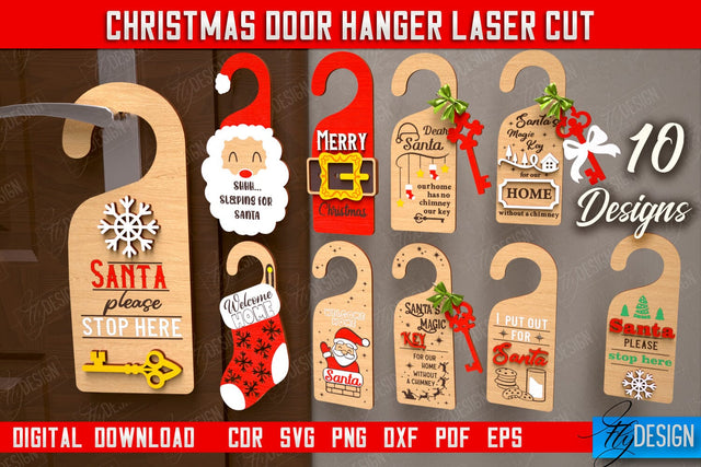 Christmas Door Hanger Bundle | Porch Sign | Holiday Decorations | Home Decor | CNC Files SVG Fly Design 