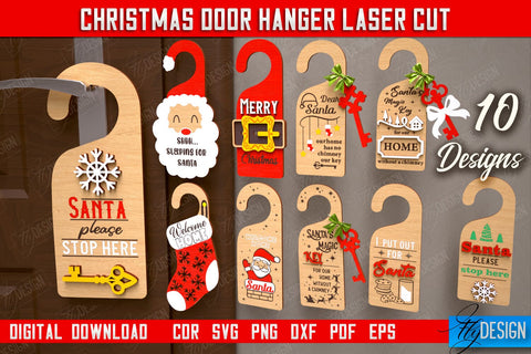 Christmas Door Hanger Bundle | Porch Sign | Holiday Decorations | Home Decor | CNC Files SVG Fly Design 