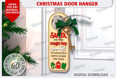 Christmas Door Hanger Laser Cut Design. Christmas Decor SVG SVG Evgenyia Guschina 