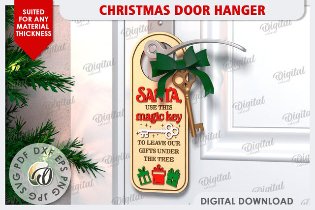 Christmas Door Hanger Laser Cut Design. Christmas Decor SVG SVG Evgenyia Guschina 