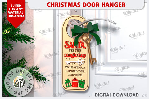 Christmas Door Hanger Laser Cut Design. Christmas Decor SVG SVG Evgenyia Guschina 