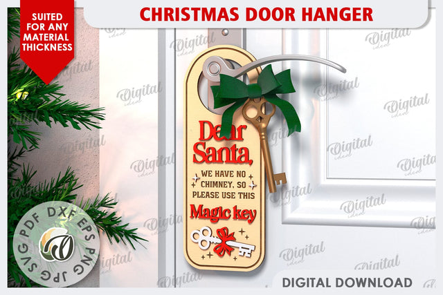 Christmas Door Hanger Laser Cut Design. Christmas Decor SVG SVG Evgenyia Guschina 