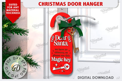 Christmas Door Hanger Laser Cut Design. Christmas Decor SVG SVG Evgenyia Guschina 