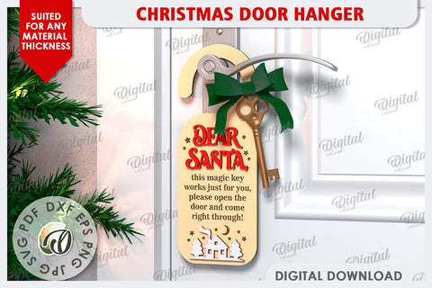 Christmas Door Hanger Laser Cut Design. Christmas Decor SVG SVG Evgenyia Guschina 