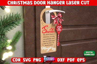 Christmas Door Hanger | Porch Sign | Holiday Decorations | Home Decor | CNC File SVG The T Store Design 