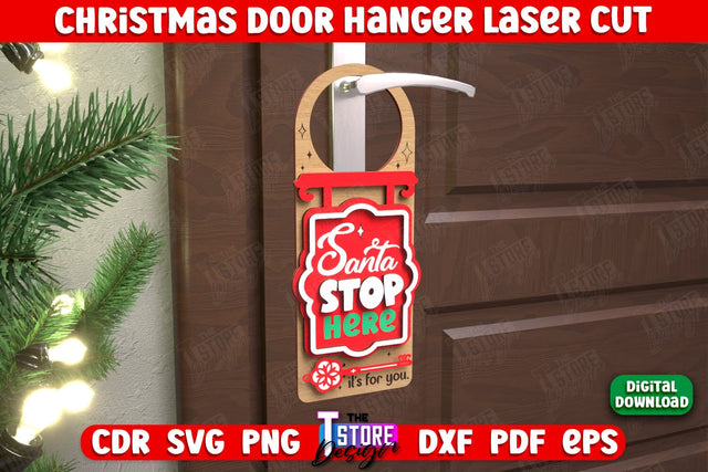 Christmas Door Hanger | Porch Sign | Holiday Decorations | Home Decor | CNC File SVG The T Store Design 