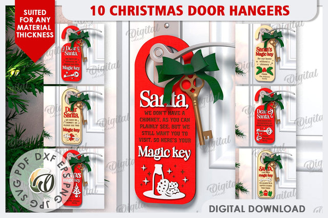 Christmas Door Hangers Laser Cut Bundle. Christmas Decor SVG SVG Evgenyia Guschina 