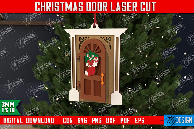 Christmas Door | Holiday Décor | New Year | Christmas Tree Toy | CNC File SVG Fly Design 