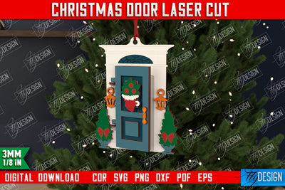 Christmas Door | Holiday Décor | New Year | Christmas Tree Toy | CNC File SVG Fly Design 