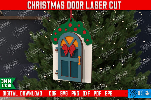 Christmas Door | Holiday Décor | New Year | Christmas Tree Toy | CNC File SVG Fly Design 