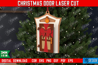 Christmas Door | Holiday Décor | New Year | Christmas Tree Toy | CNC File SVG Fly Design 