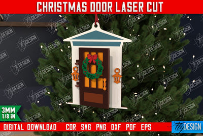 Christmas Door | Holiday Décor | New Year | Christmas Tree Toy | CNC File SVG Fly Design 