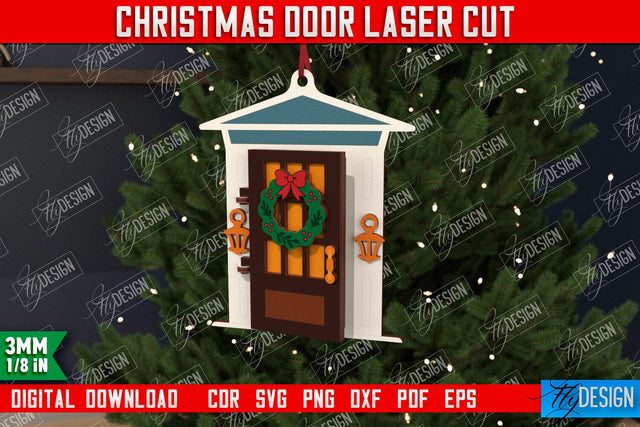 Christmas Door | Holiday Décor | New Year | Christmas Tree Toy | CNC File SVG Fly Design 