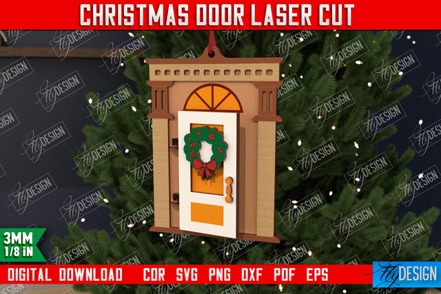 Christmas Door | Holiday Décor | New Year | Christmas Tree Toy | CNC File SVG Fly Design 